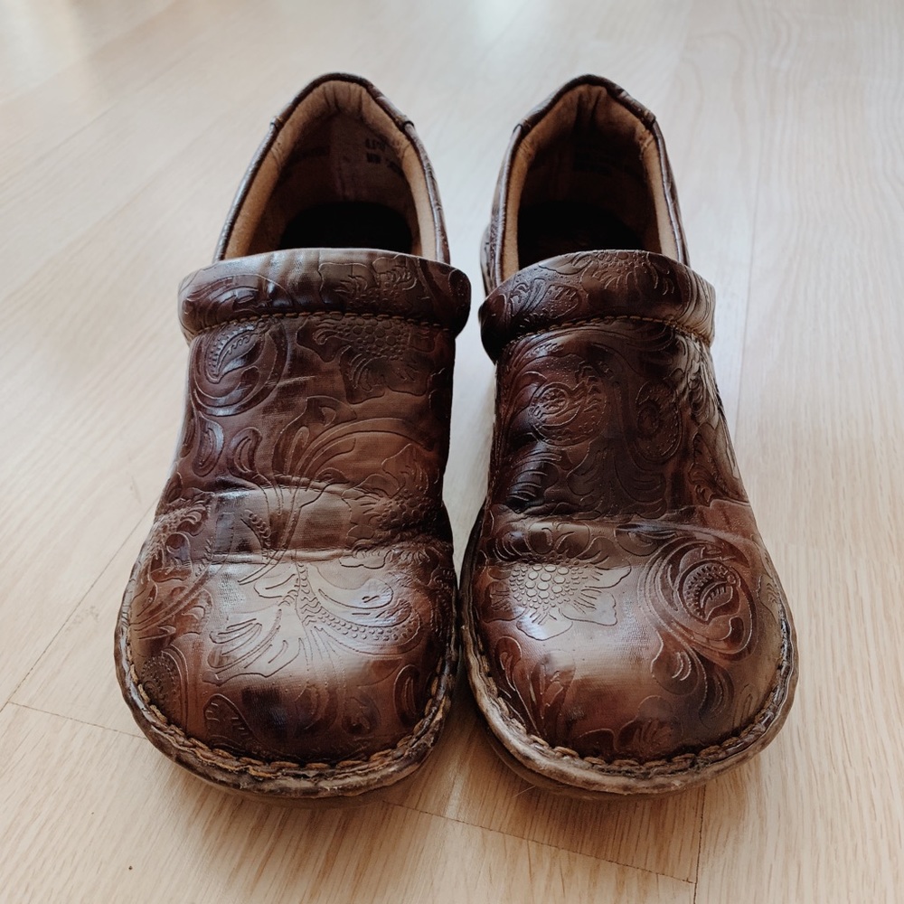 Born Brown Leather Clogs